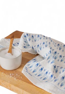 Sardines Linen Tea Towel