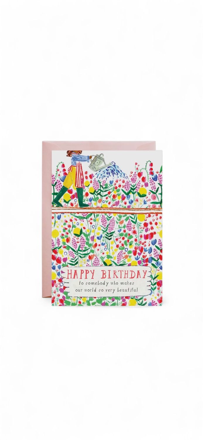 happy birthday peonies and roses card