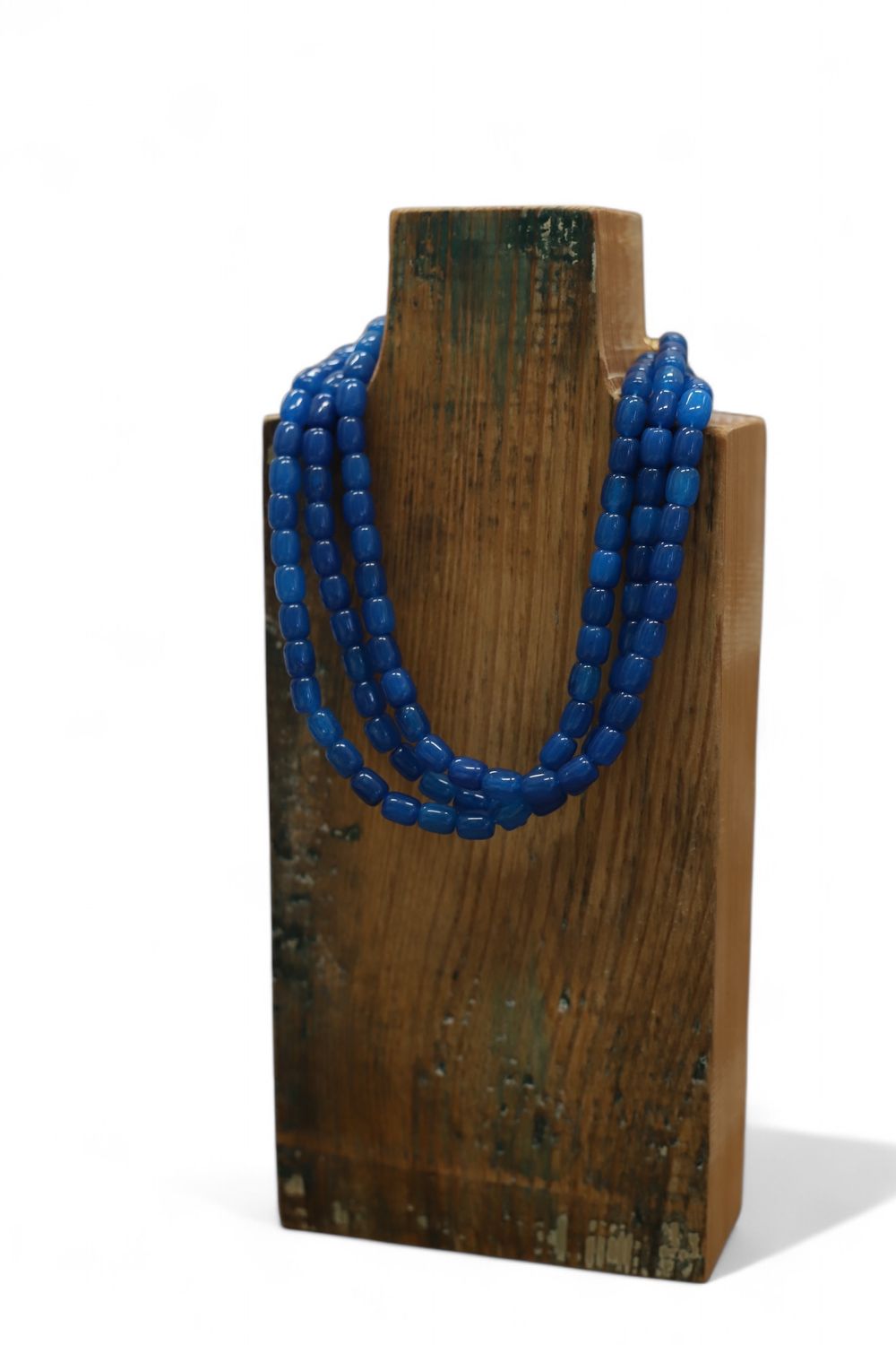 Ocean Blue Triple Strand Beaded Necklace