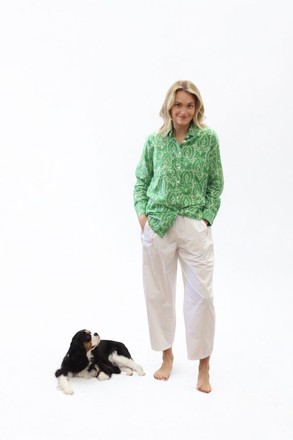 Beach Button Down- Lime Punch