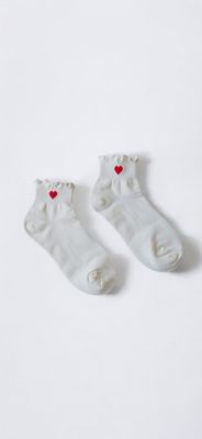 White Ruffle Heart Socks