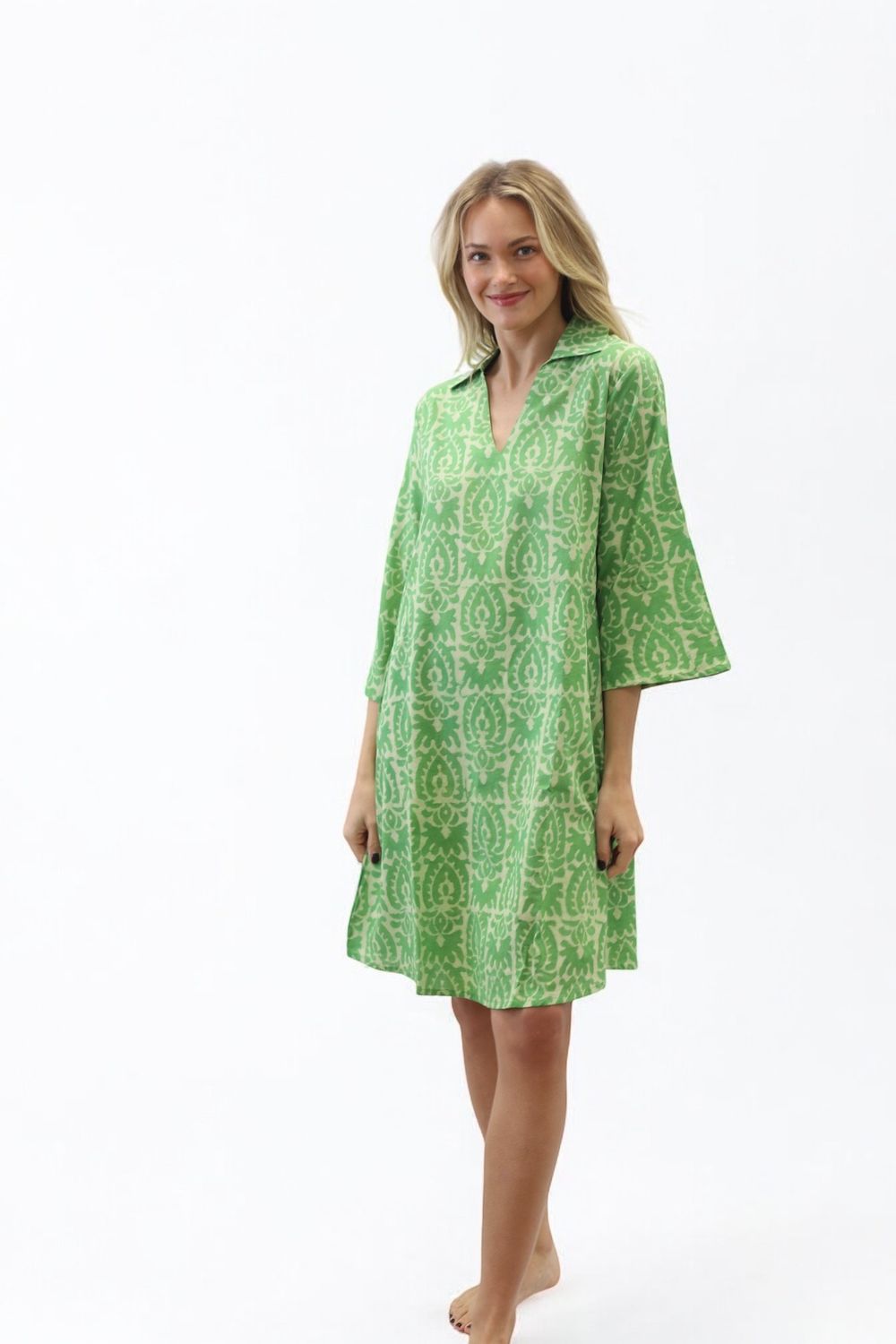Mykonos Pop-Over Dress- Lime Punch