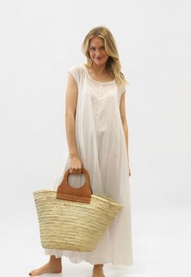 Handmade Straw Moon Market Tote