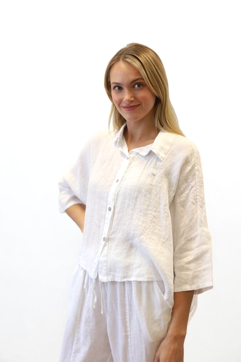 Flowy Linen Crop Blouse