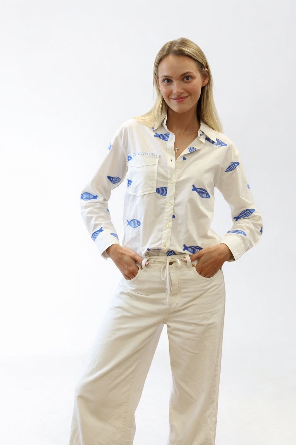 Beach Button Shirt- Poplin Pez