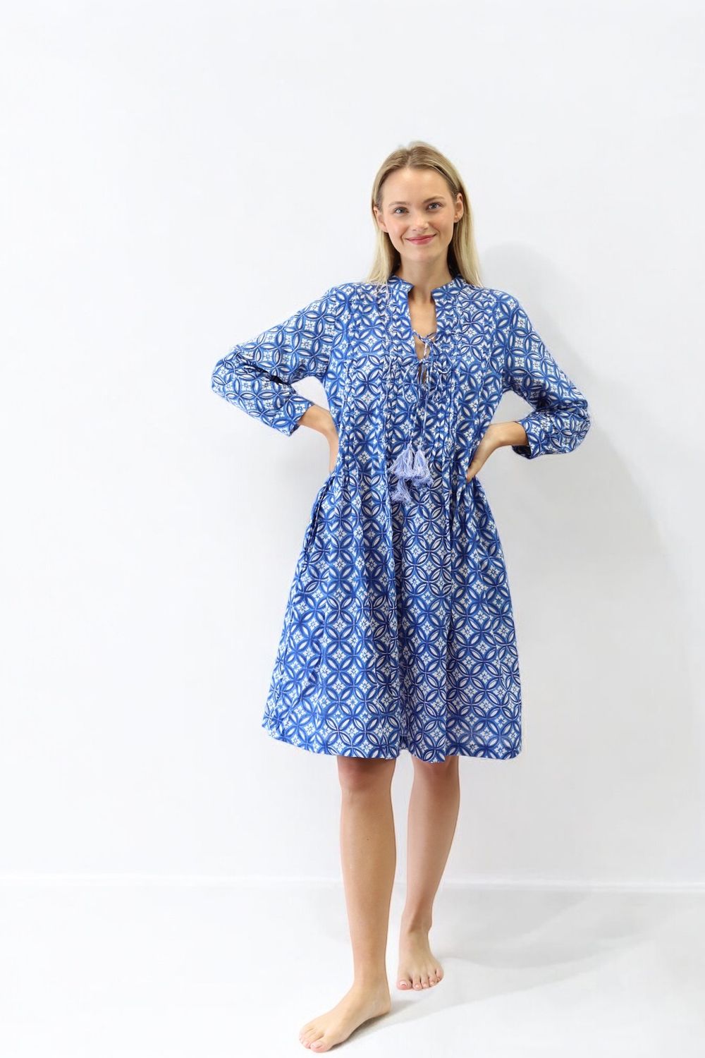 Patsy Dress- Blue Circles 