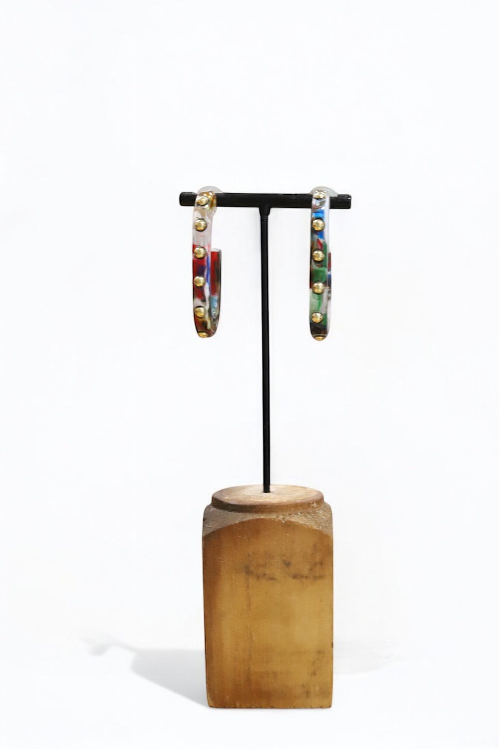 Resin &amp; Brass New Wave Hoop- Multi