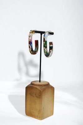Resin &amp; Brass New Wave Hoop- Multi