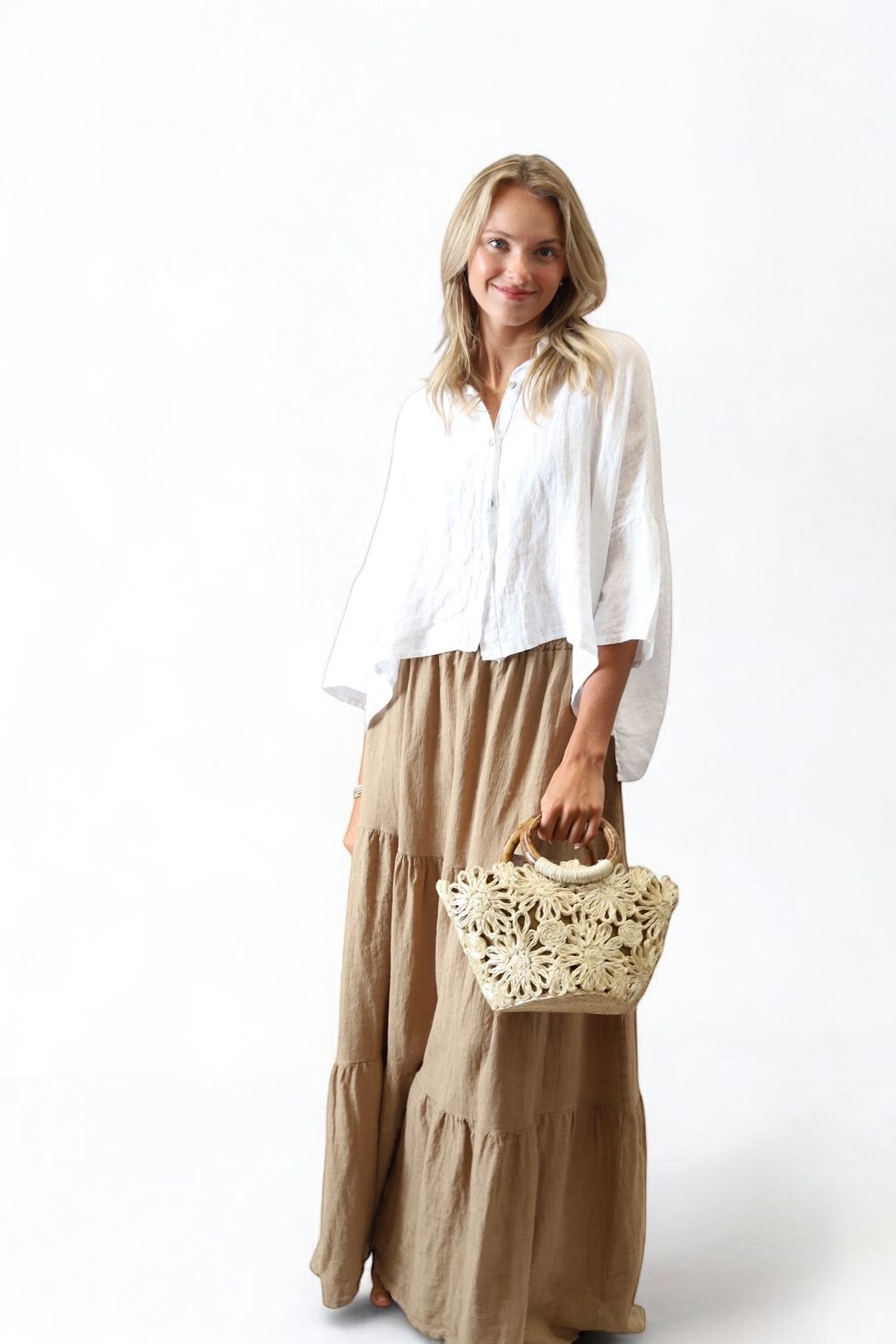 Floral Handbag- Natural