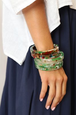 Resin &amp; Brass Layering Bangle