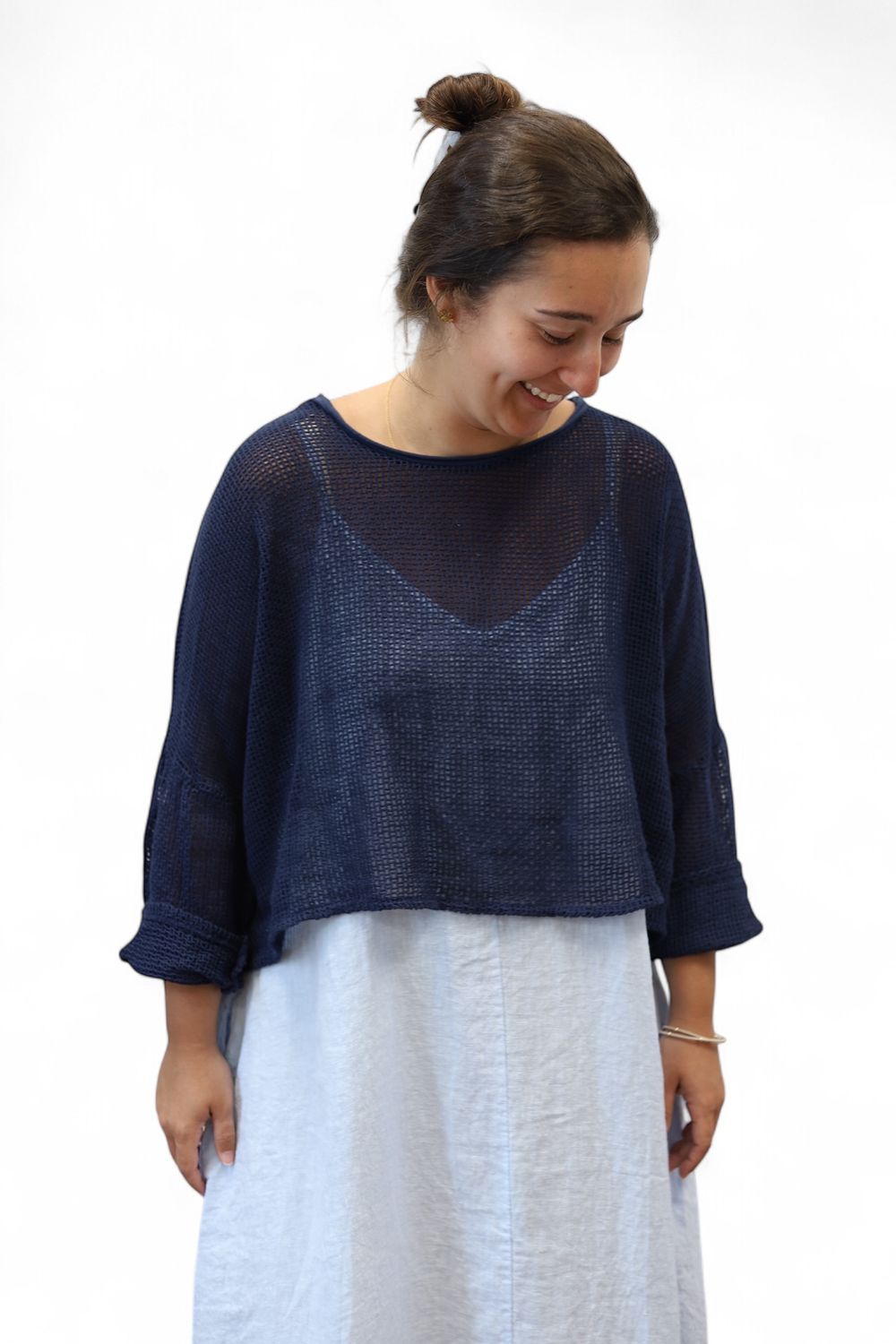 Knit Throw on Layer- Navy