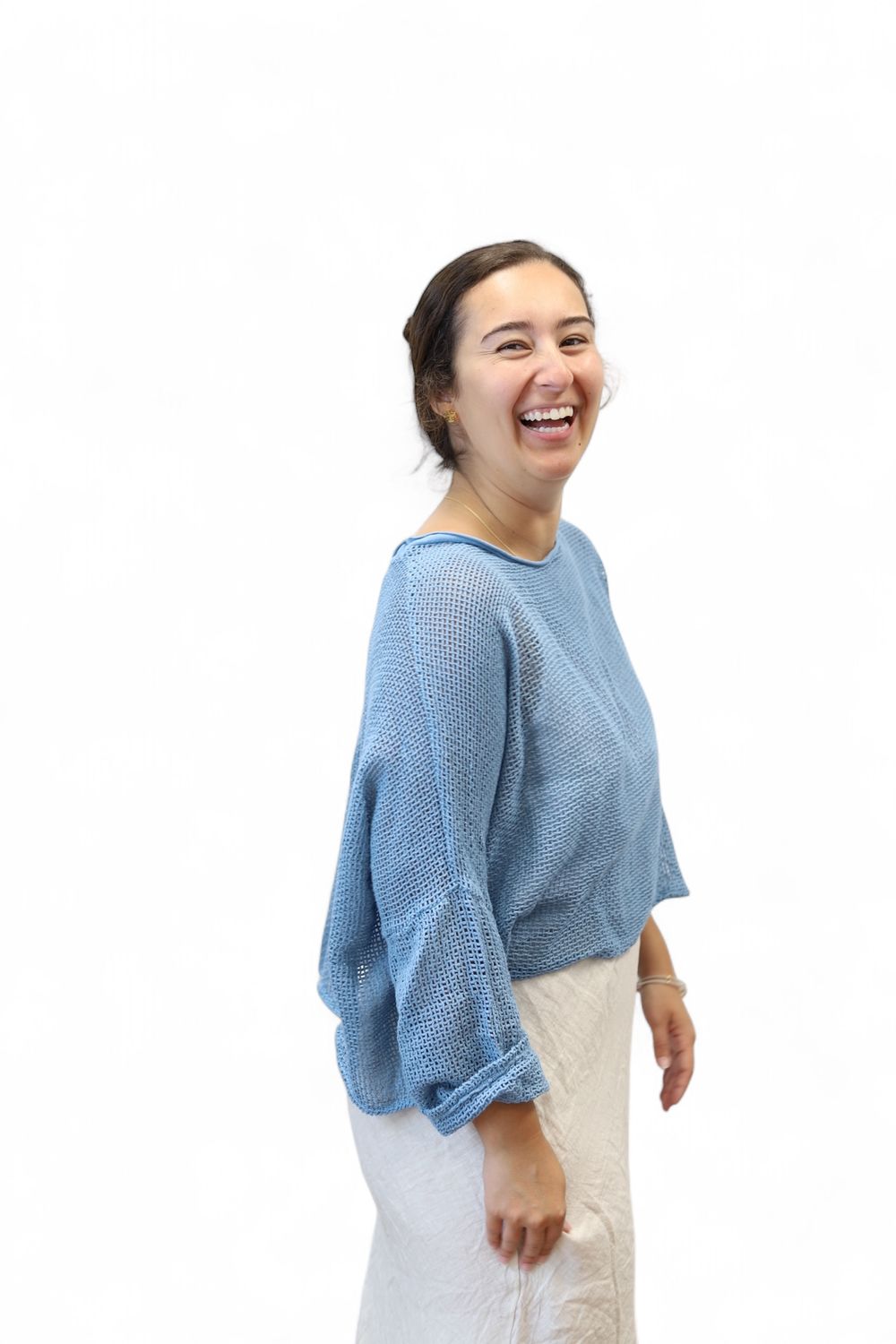 Knit Throw on Layer- Saltwater Blue