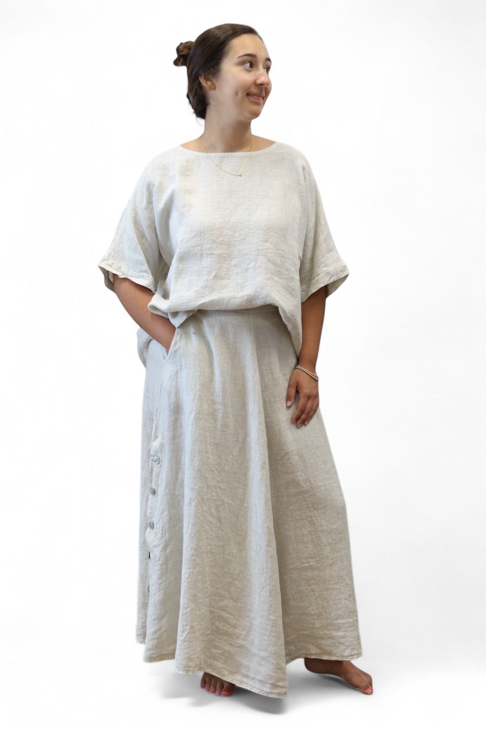 Button Skirt- Beige