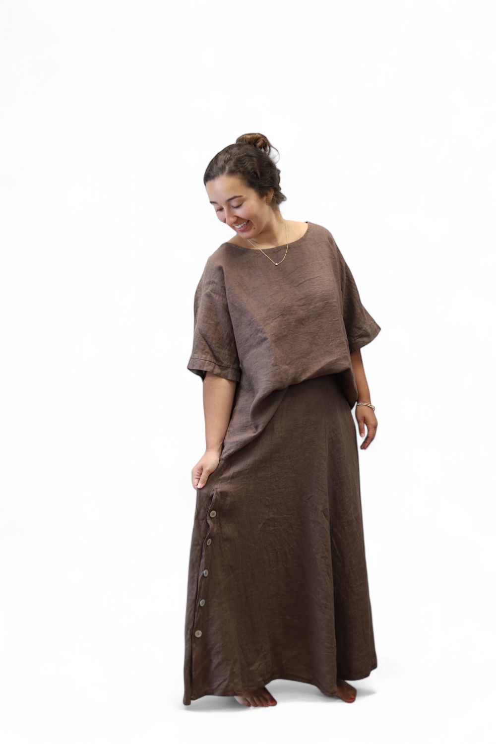 Button Skirt- Chocolate