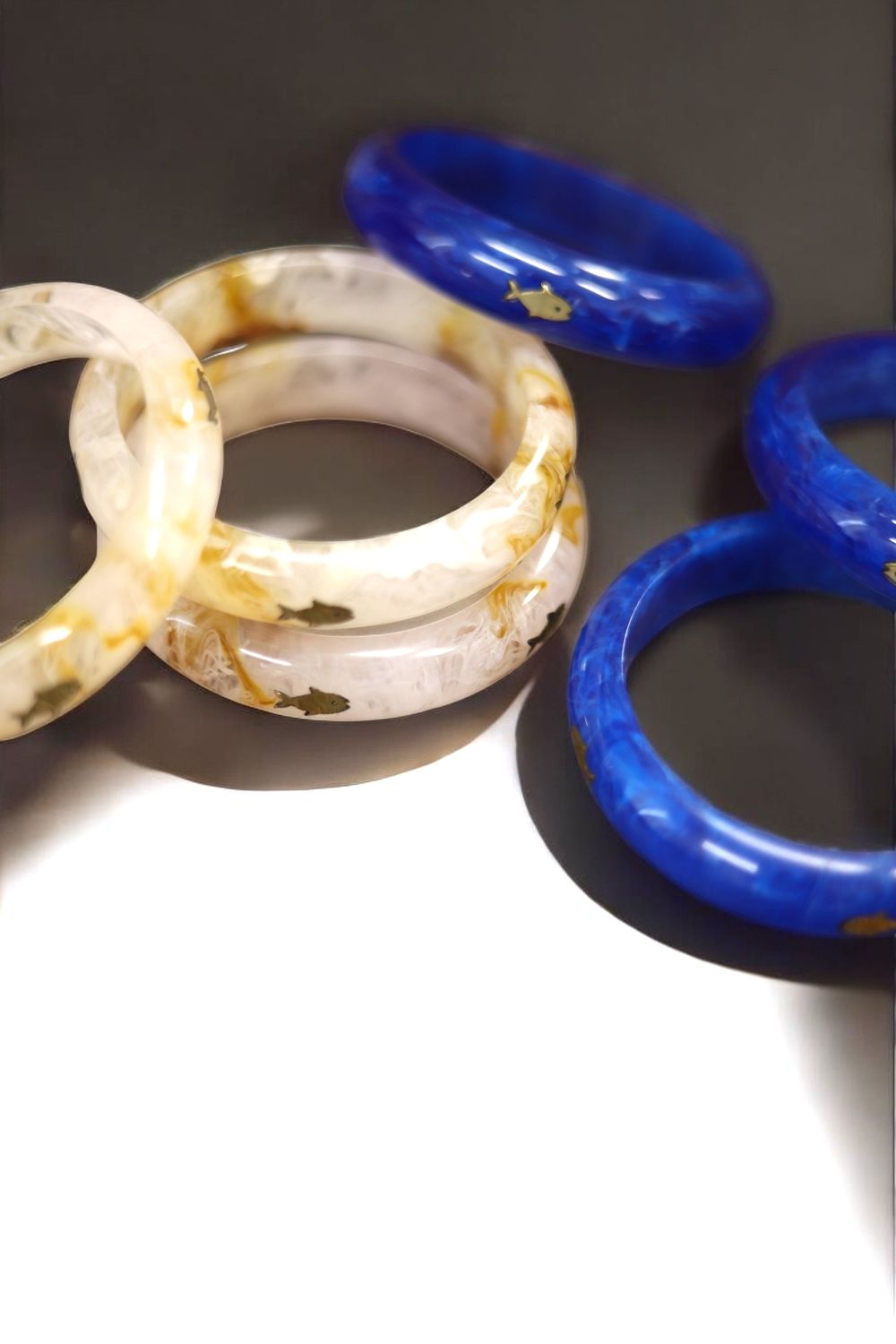 Handmade Resin Bangle with Brass Fish