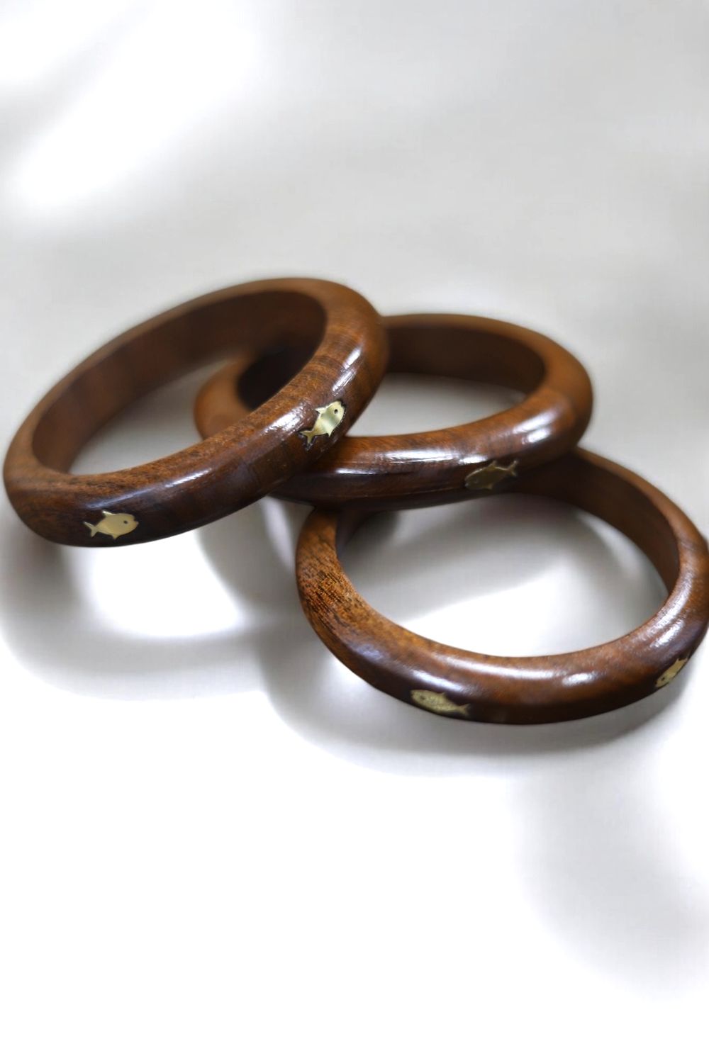 Wooden Bangle with Brass Fish