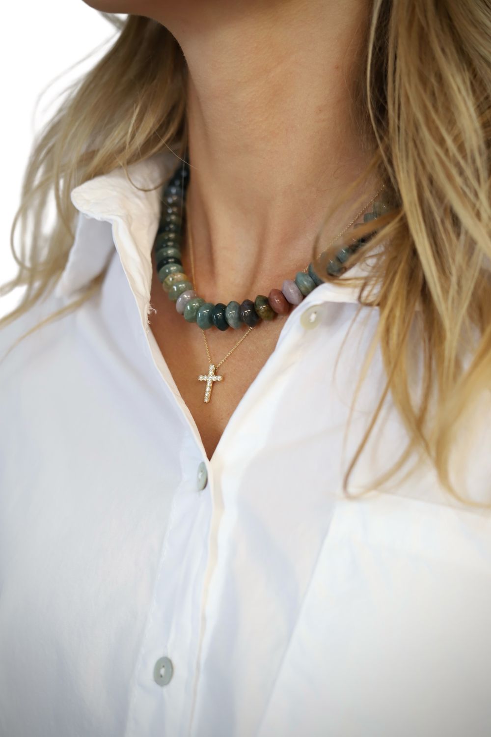 Prism Beaded Necklace- Foliage