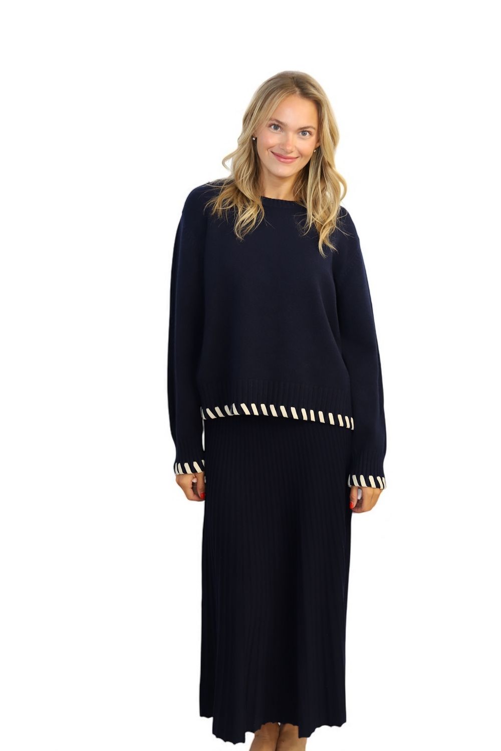 City Stitched Sweater- Navy