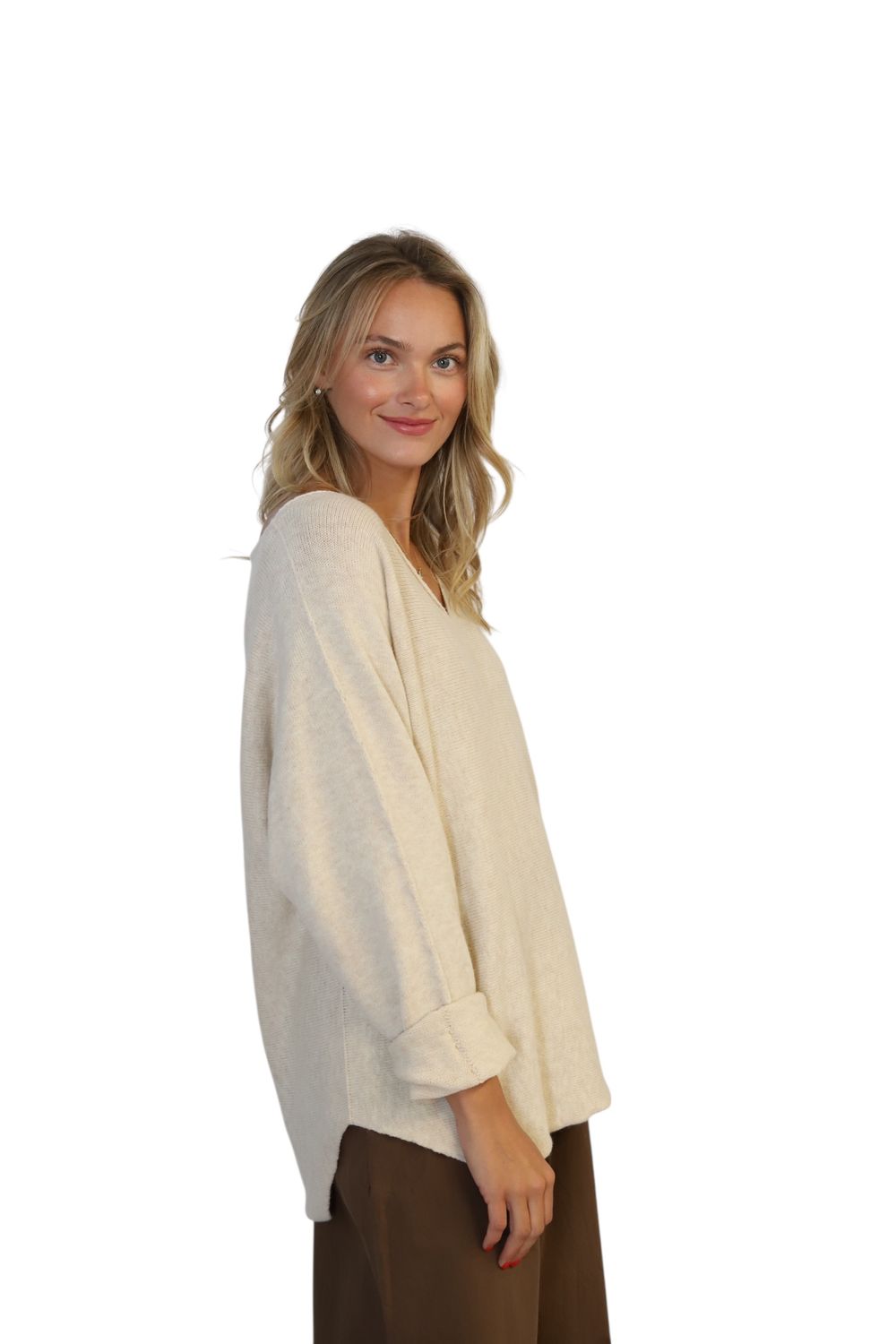 V-Neck Everyday Sweater- Beige