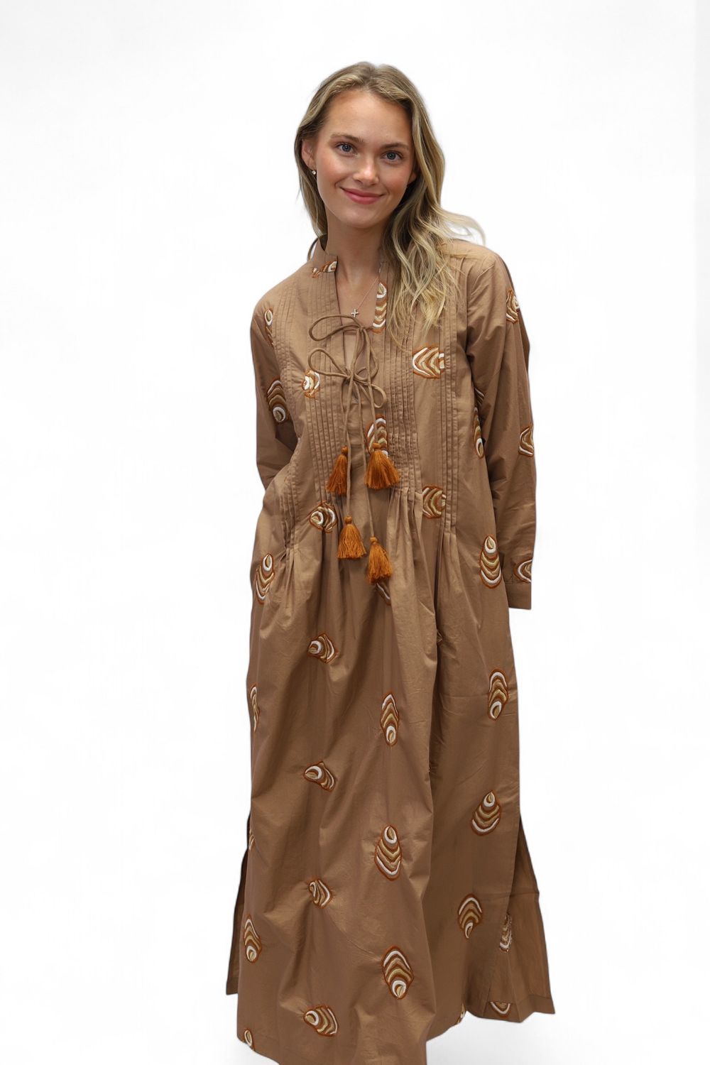 Patsy Dress, Midi- Embroidered Oyster