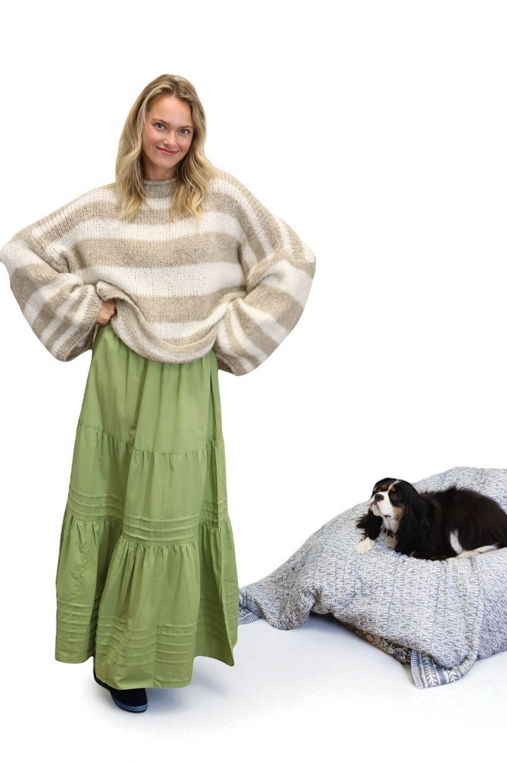Fuzzy Stripe Sweater- Beige