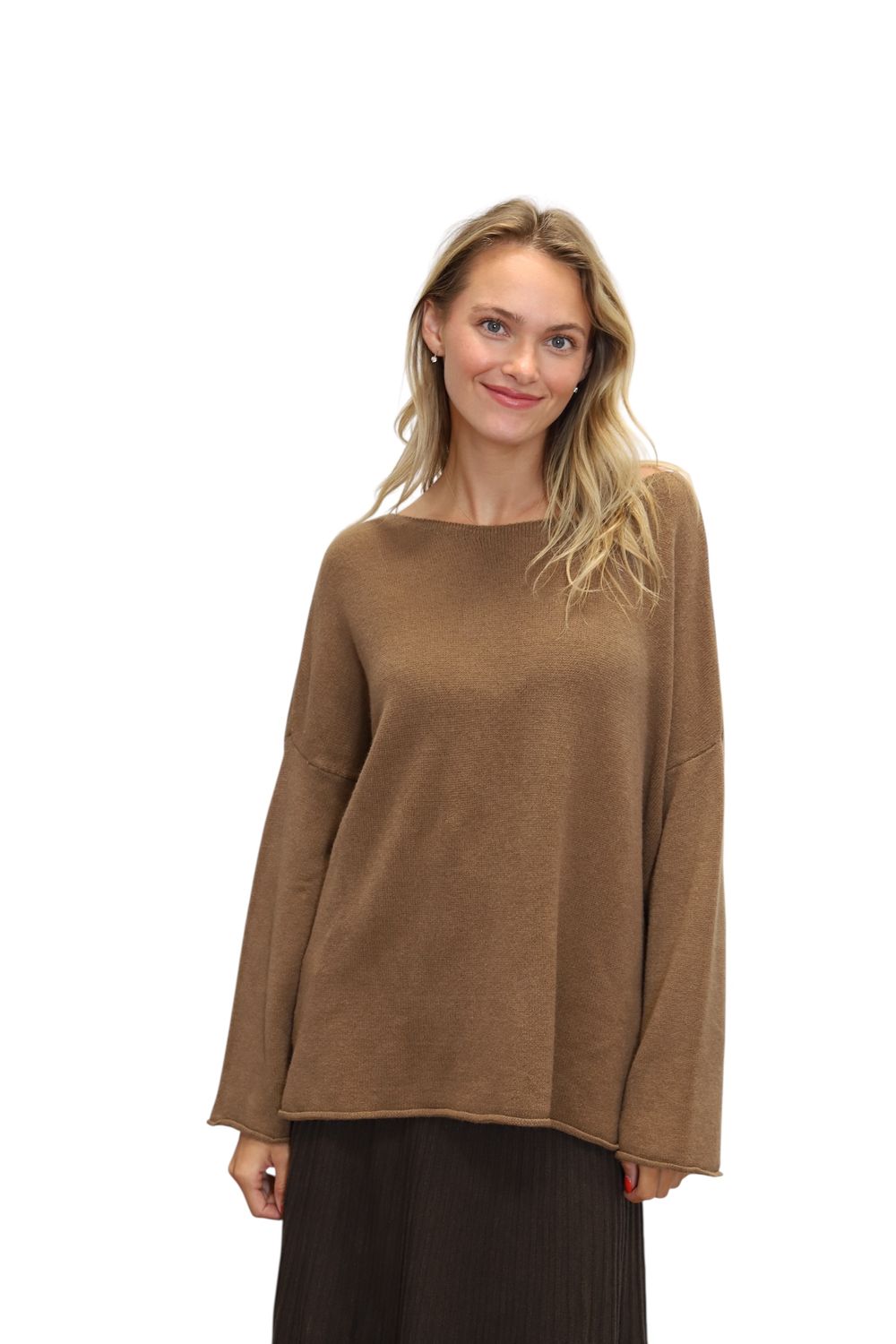 Bradley Rolled Hem Sweater- True Brown