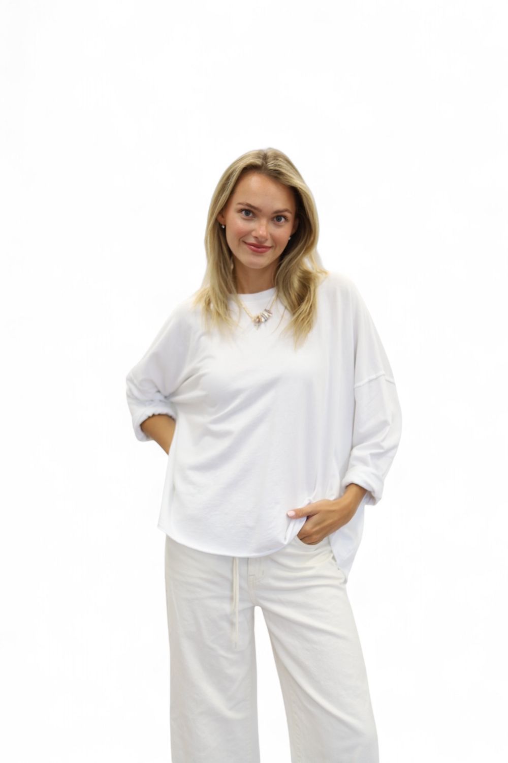 Long Sleeve T-Sweatshirt- White