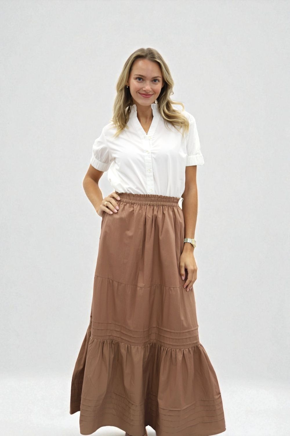 Austin Skirt- Brown Poplin