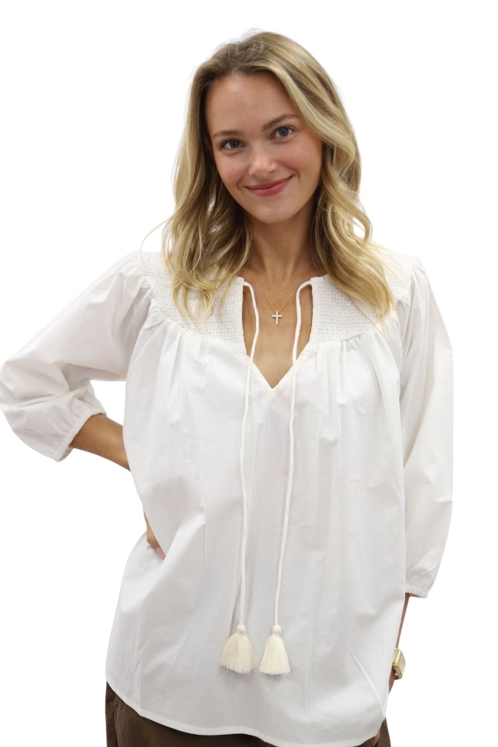 Willow Smock Blouse- Salt