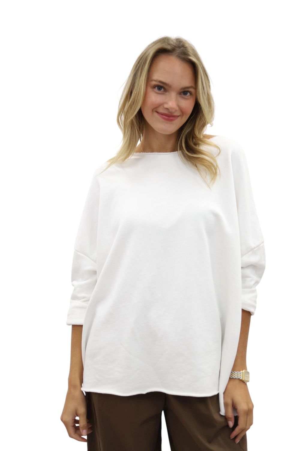 Terry Scoop Neck Pullover