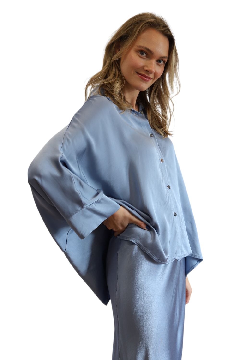 Satin Feel Flowy Blouse