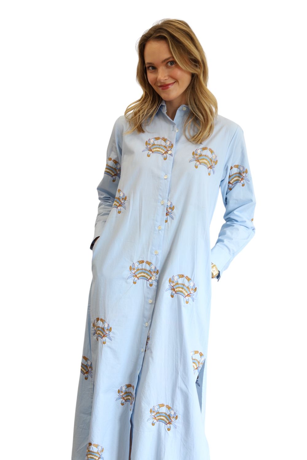 Go-To Shirtdress- Embroidered Crab