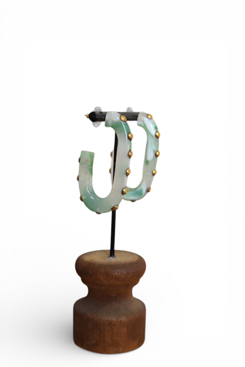 Resin &amp; Brass New Wave Hoops- Green