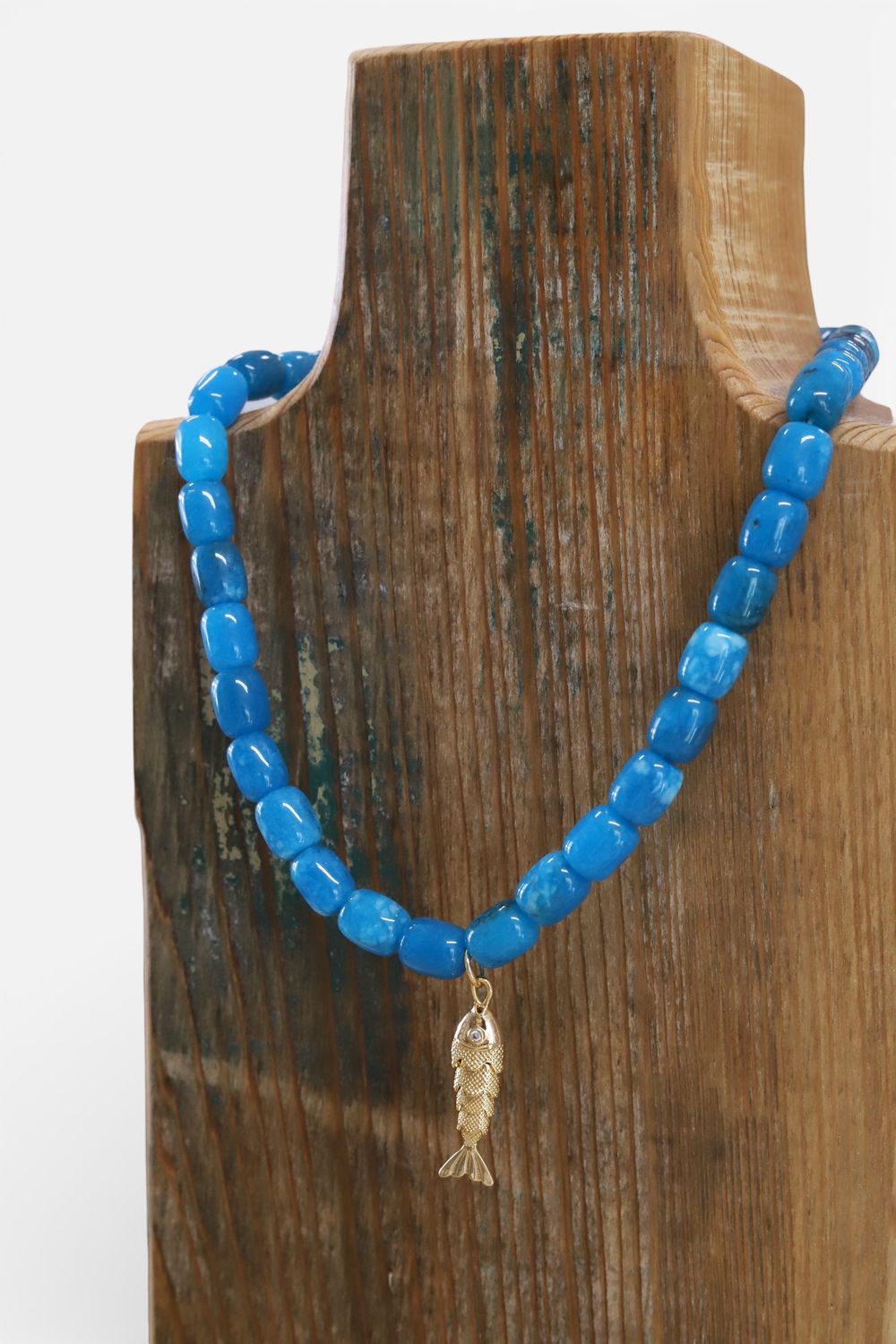 Ocean Blue Beaded Fish Necklace
