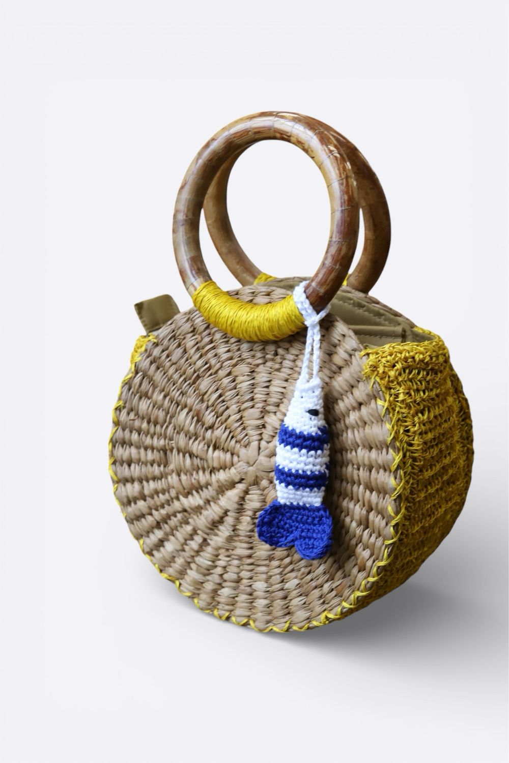 Natural Woven Circle Bag- Sunshine Yellow