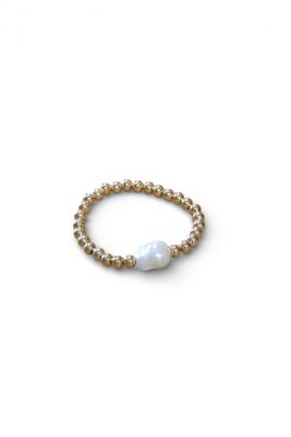 Gold Ball &amp; Saltwater Pearl Bracelet