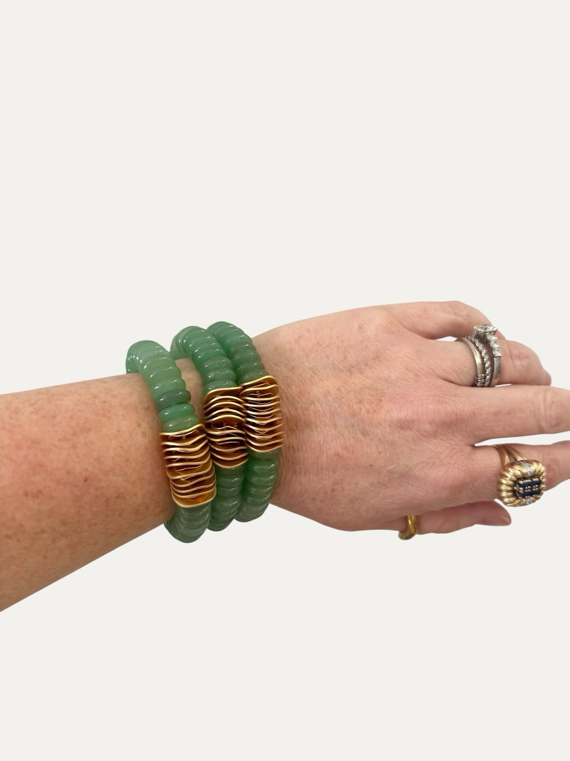 Wobbly Brass &amp; Celadon Bracelet