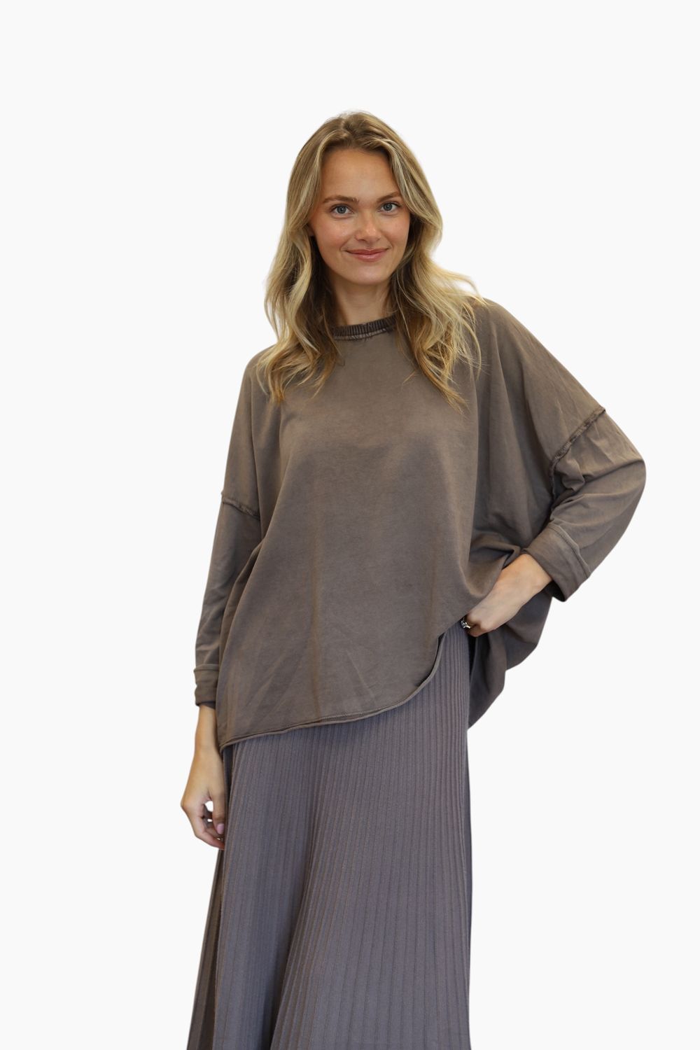 Long Sleeve T-Sweatshirt- Mushroom