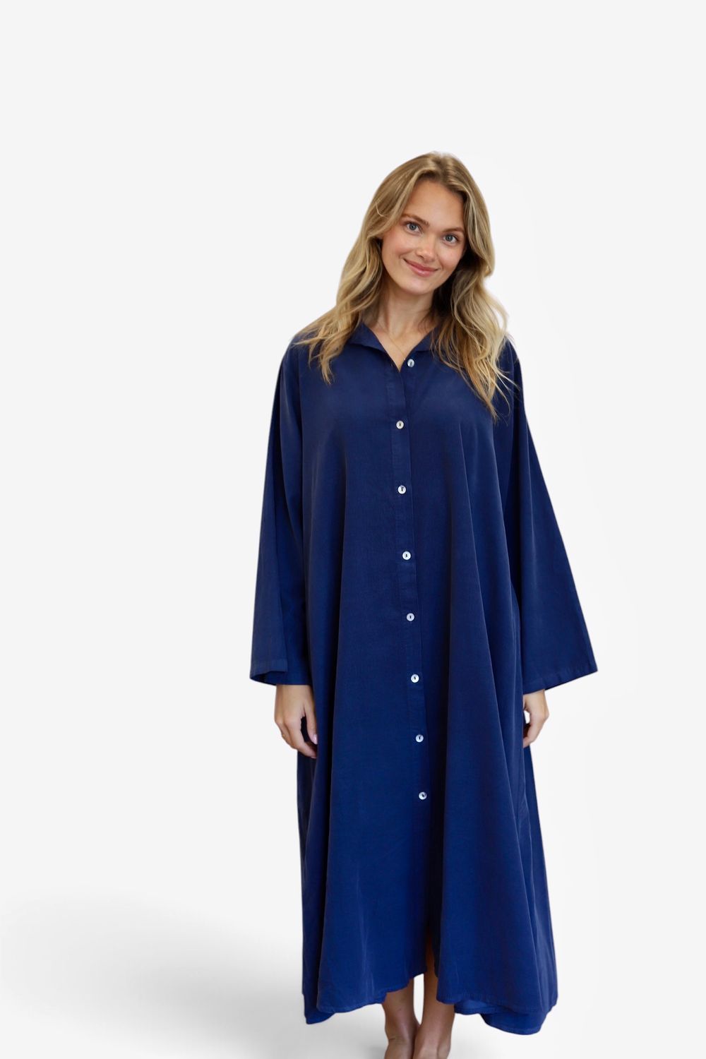 Classic Cordie Shirtdress- Indigo Blue