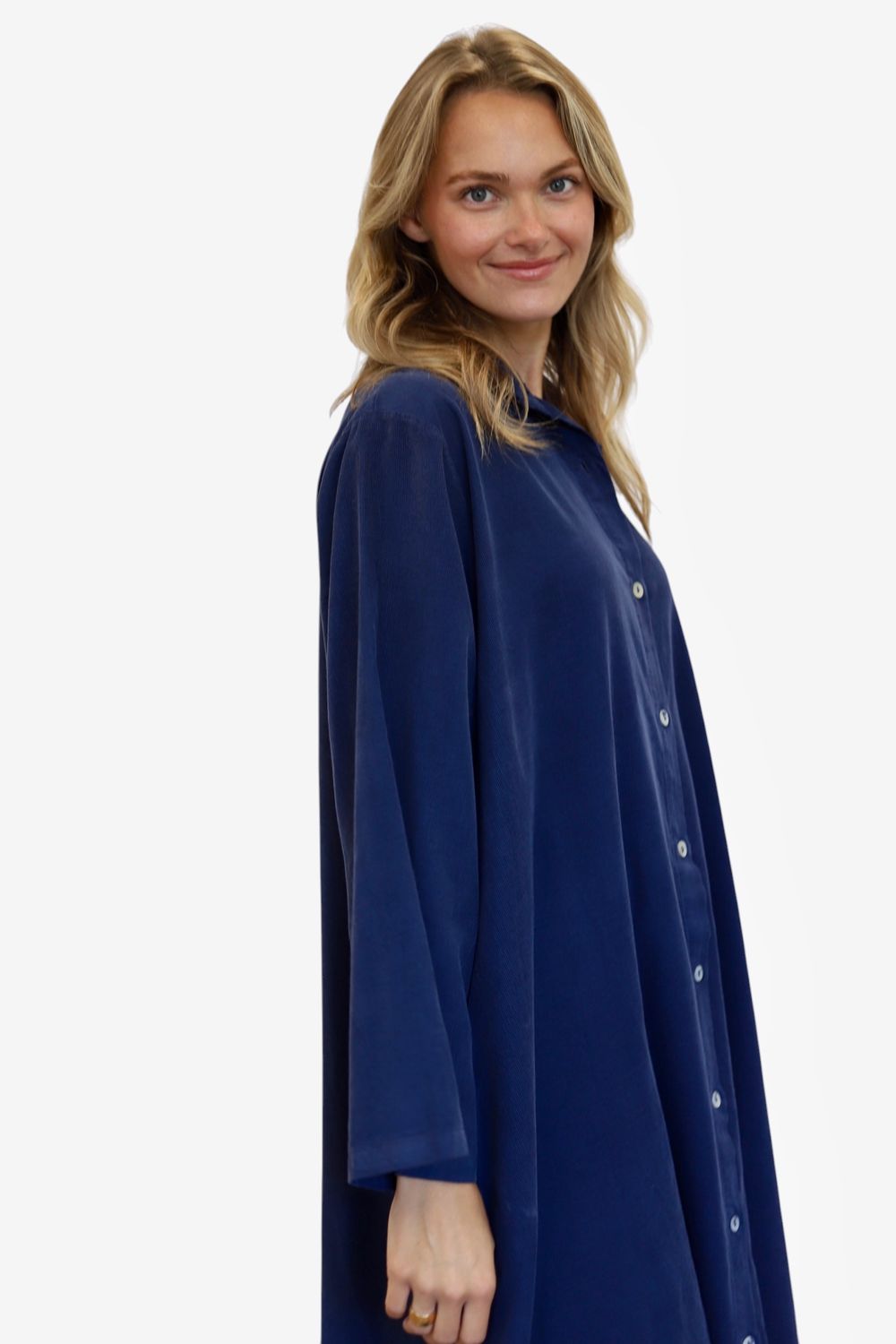 Classic Cordie Shirtdress- Indigo Blue