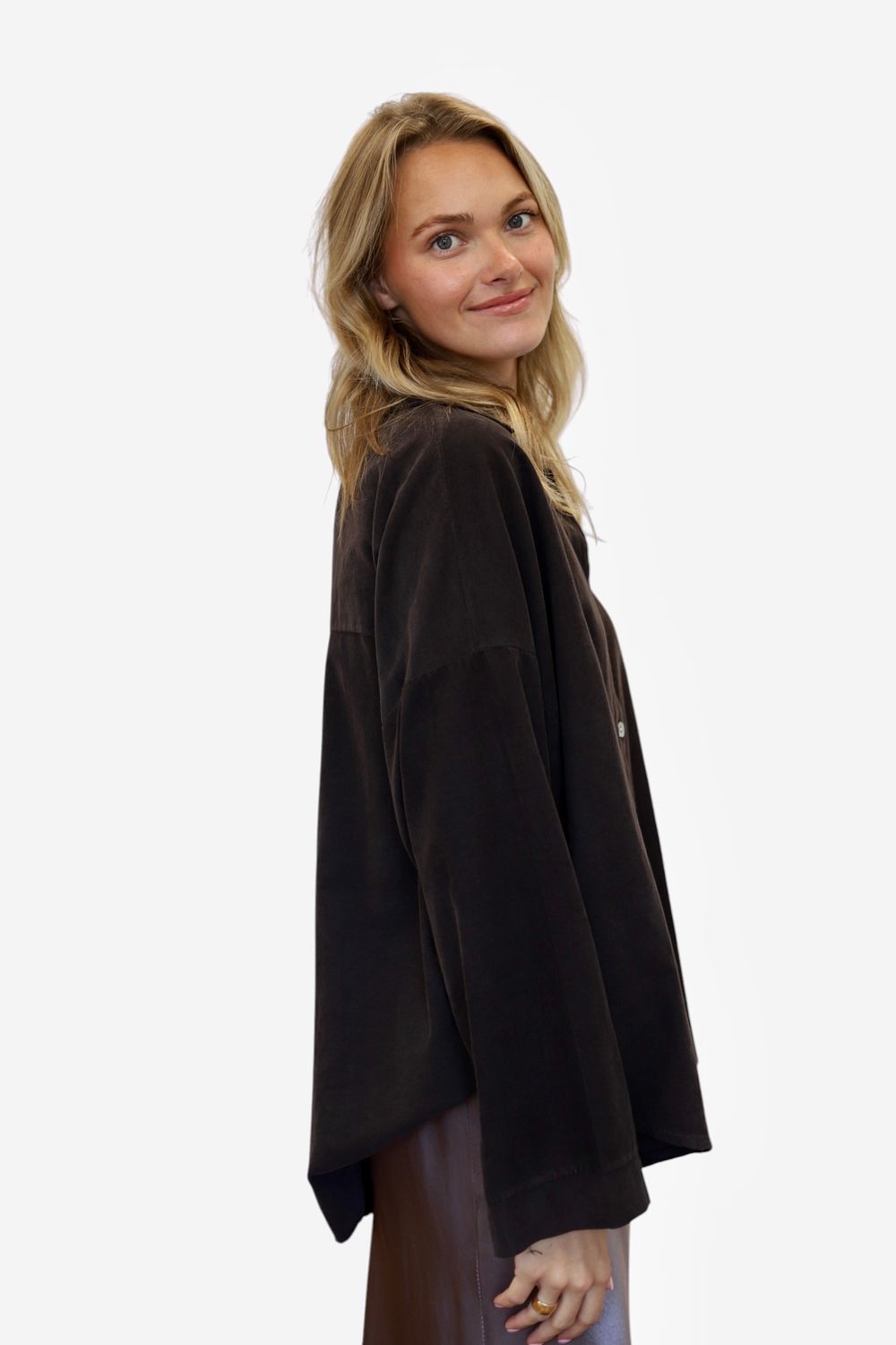 Cordie Button Down- Chocolate