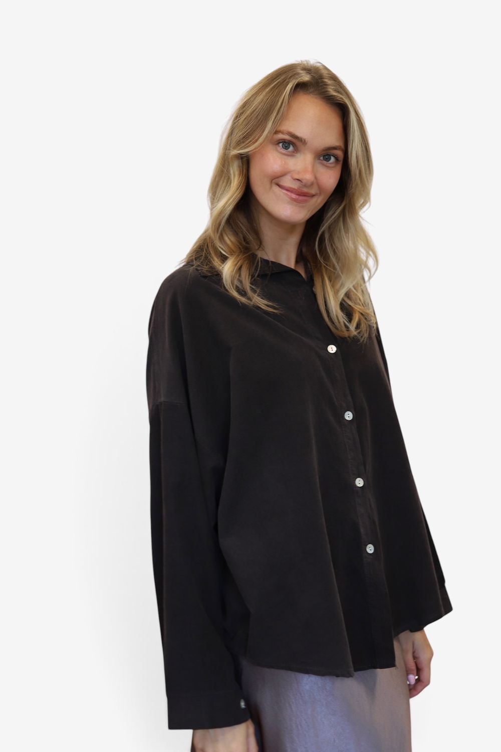 Cordie Button Down- Chocolate