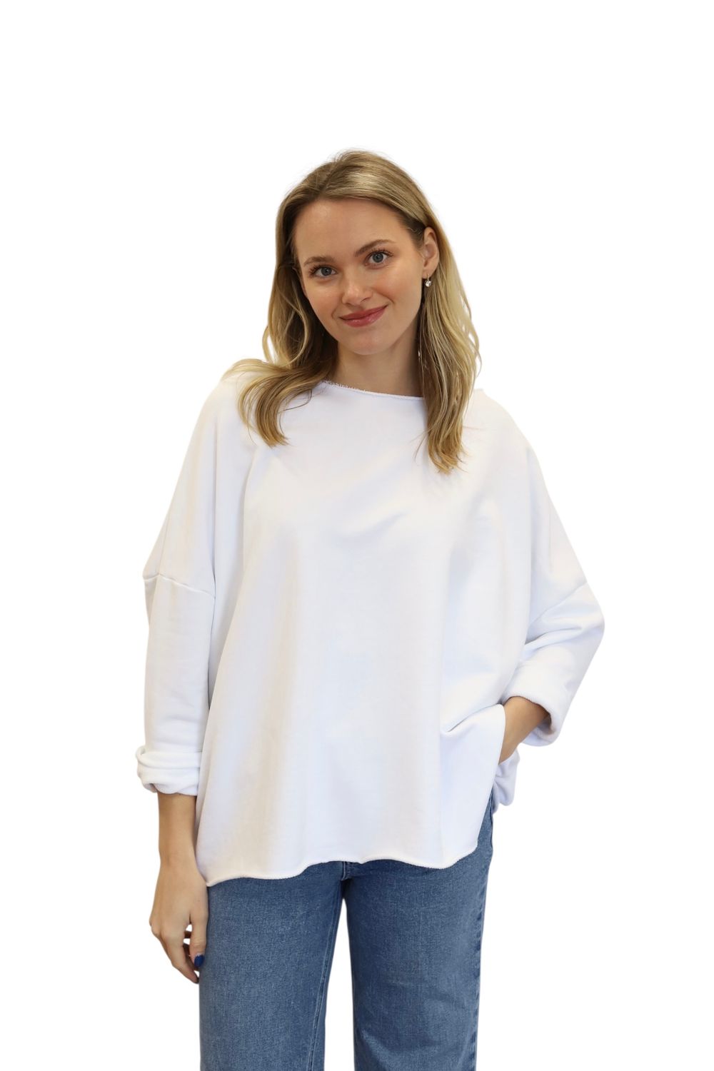 Terry Scoop Neck Pullover