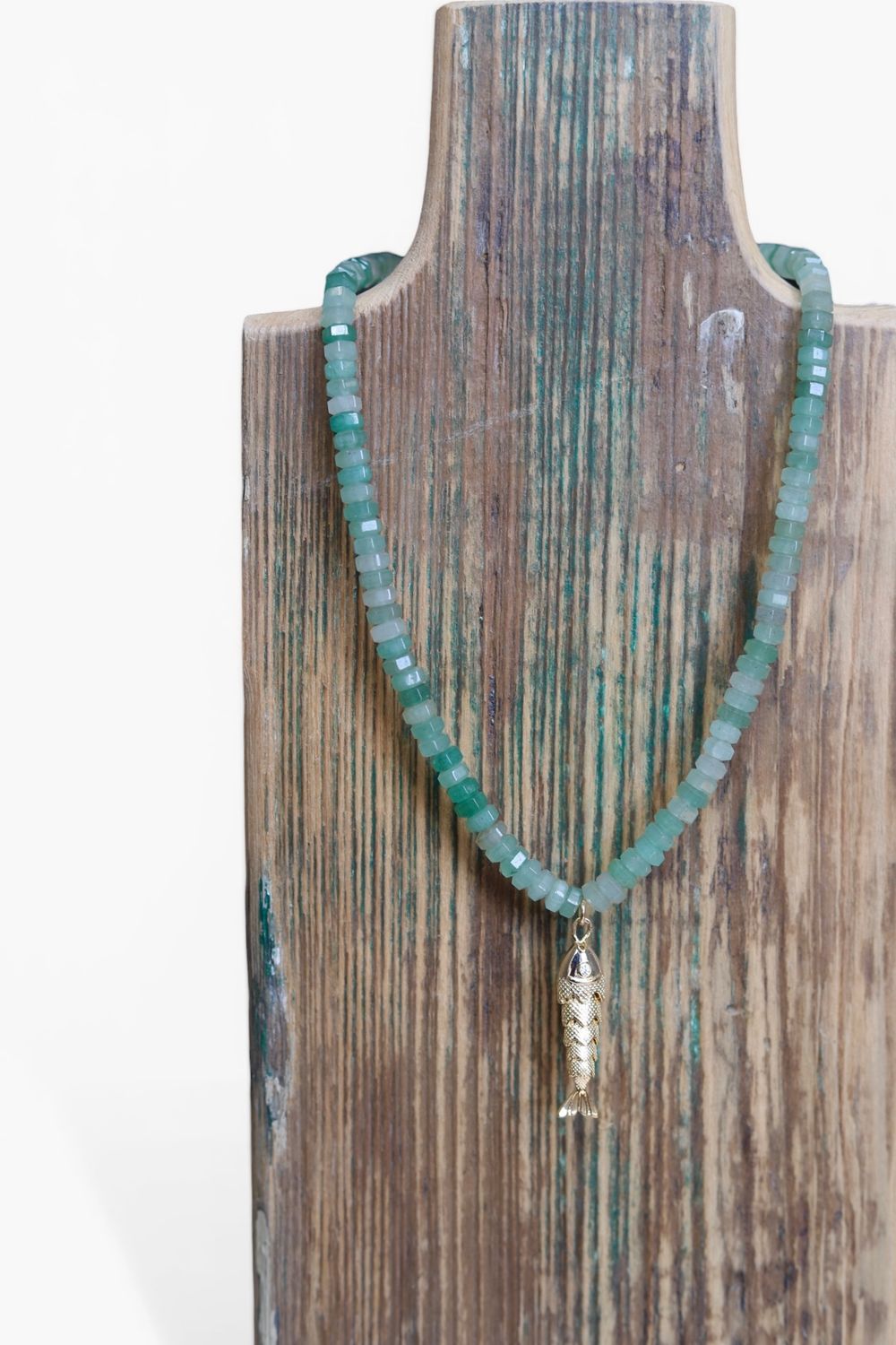 Green Beaded Fish Necklace