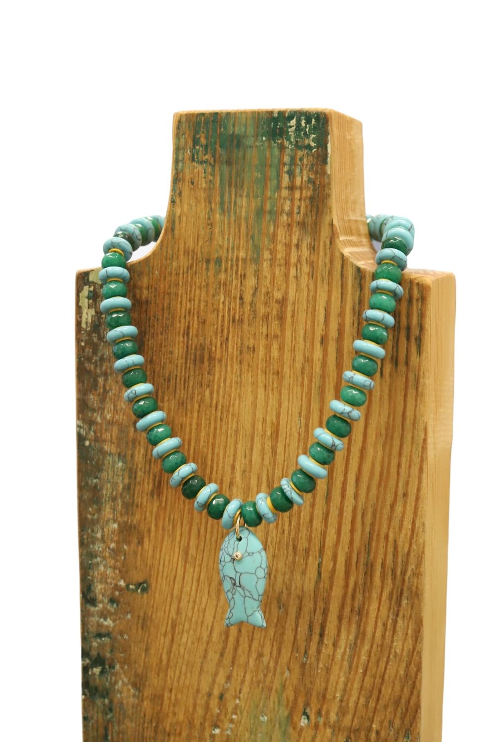 Turq &amp; Green with Turq Fish Necklace