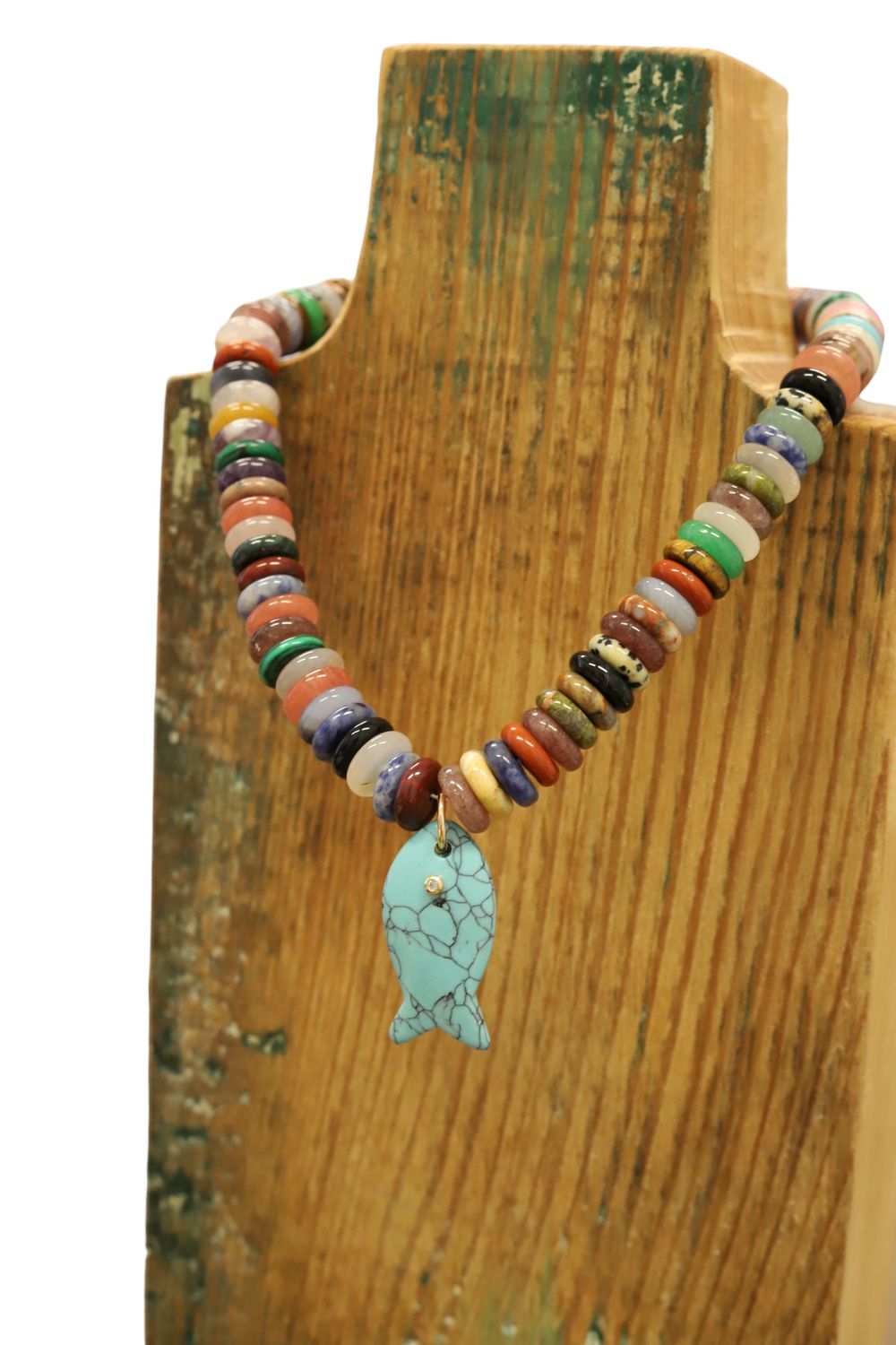 Fruity Beaded Necklace with Turquoise Fish