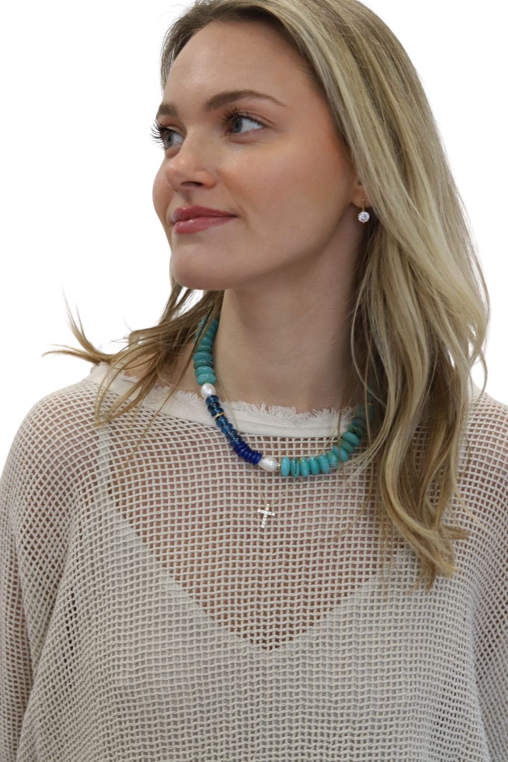 Navy/Turq/Pearl Statement Necklace