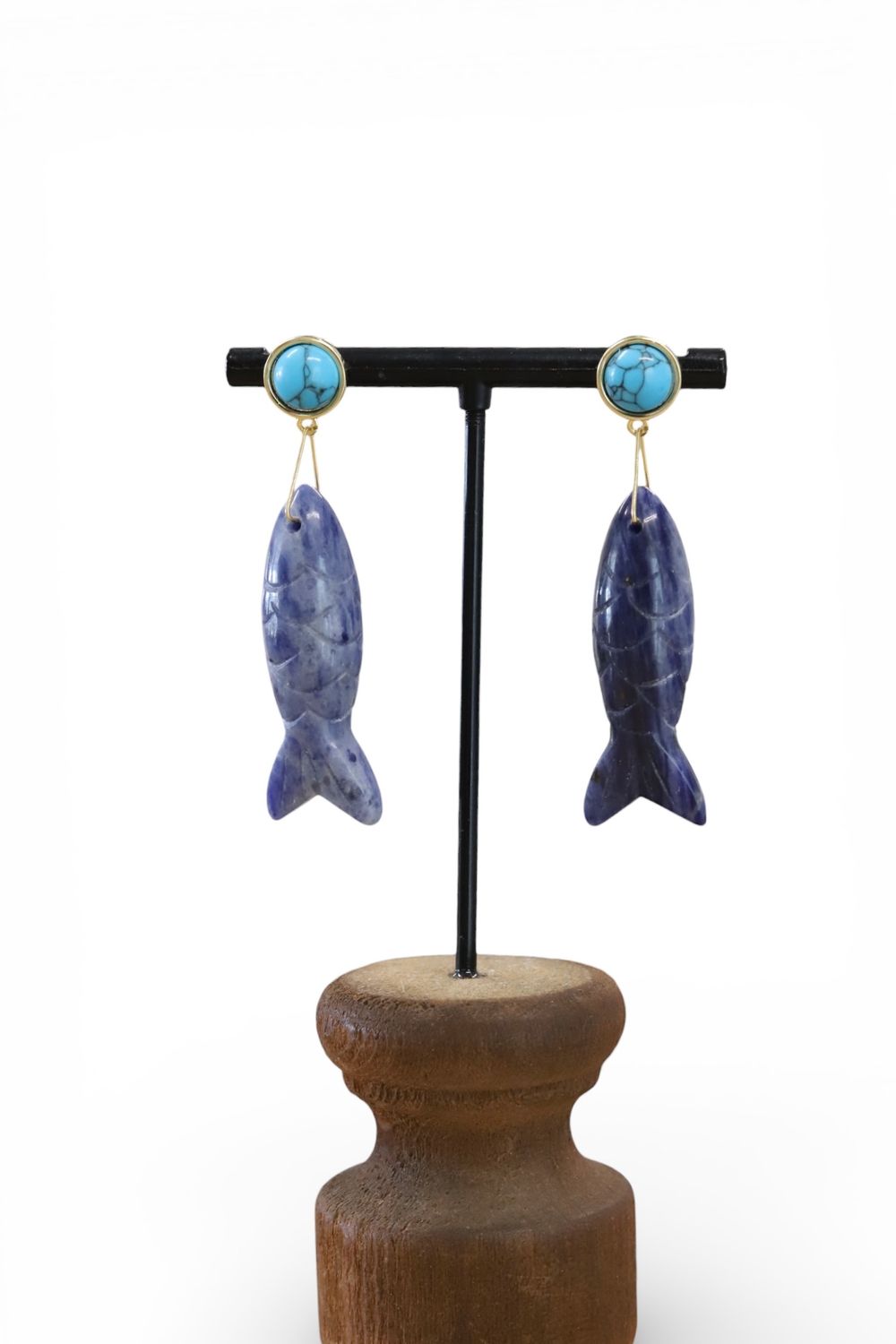 Turq/Slate Fish Earrings