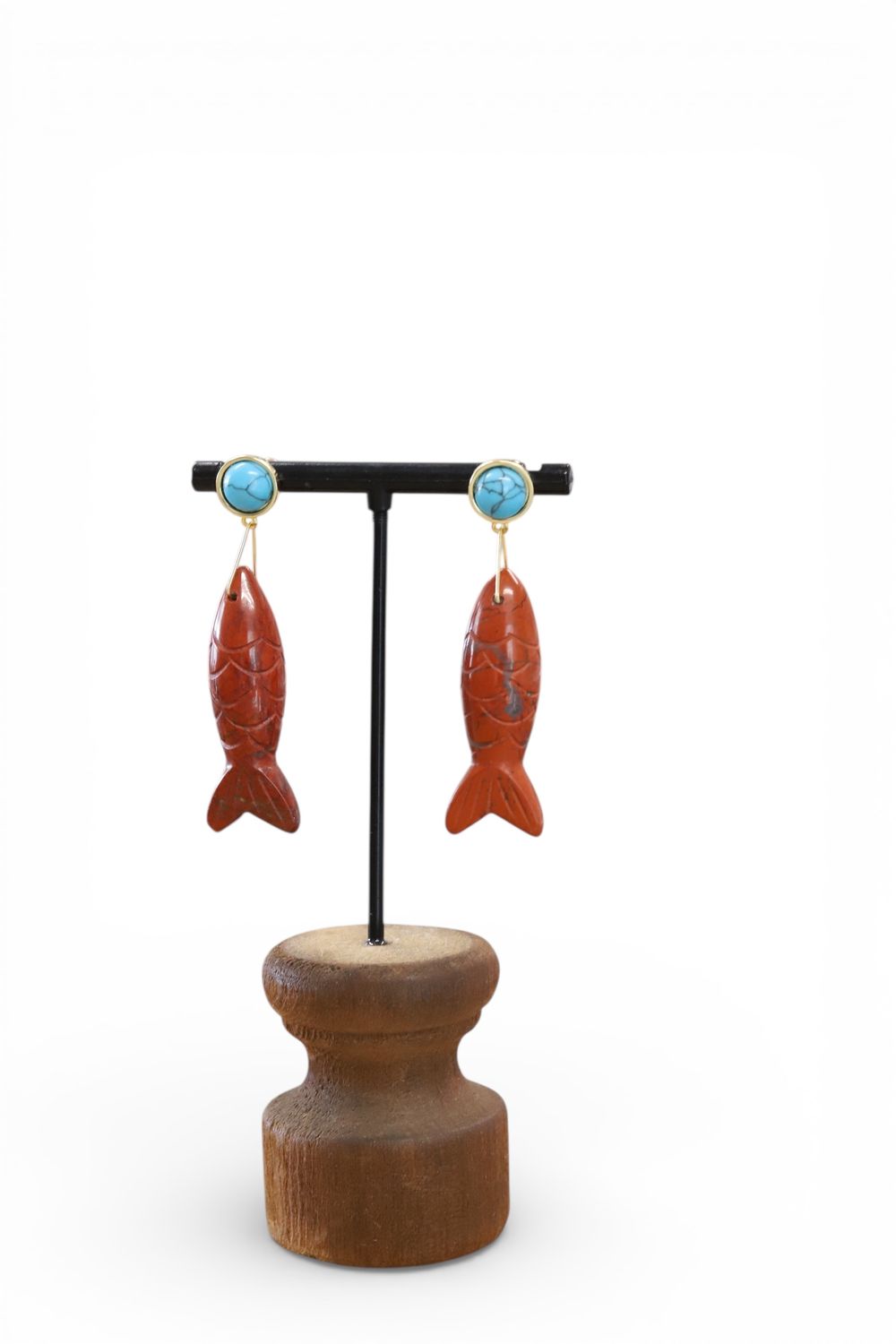Turq/Rust Fish Earrings