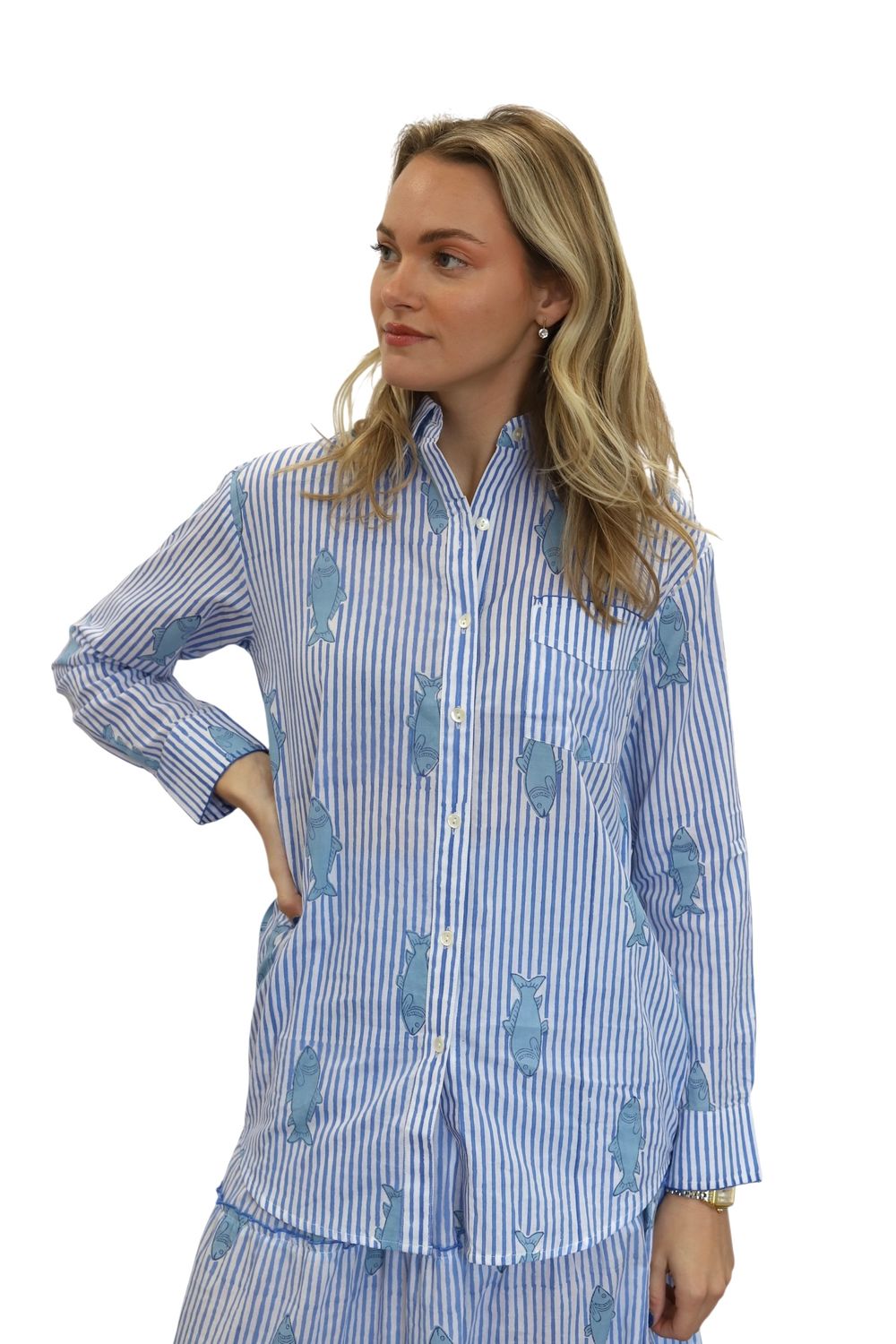 Beach Button Down- Saltwater Stripe